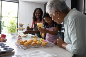 baking cupcakes as a family